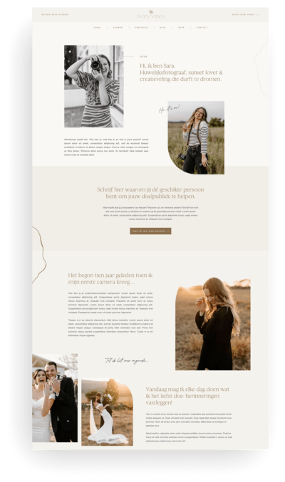 Over mij pagina Showit website template Namib Desert door Wonderlik Webdesign