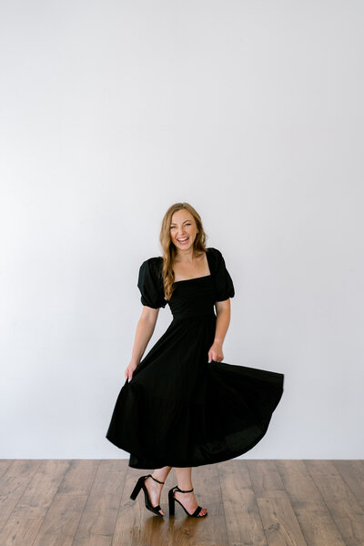 Lindsay Elaine Photography twirling in a black dress