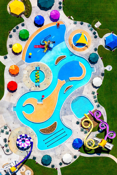 aerial shot of pool