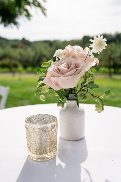 Photo of the Antique Gold Votive that you can rent for your event/wedding from Unique Melody Events & Design (New England Wedding and Event Planners)