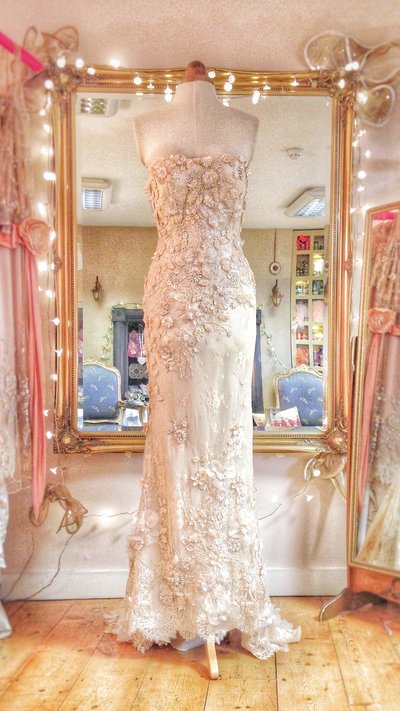 Freya_flower_embellished_lace_champagne_wedding_dress_JoanneFlemingDesign (3)