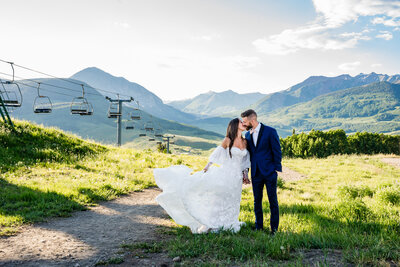 Wildflower mountain elopement in Crested Butte by adventurous Colorado elopement photographer
