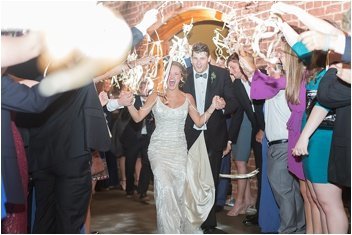 sparkler exit from wedding at the Old Cigar Warehouse