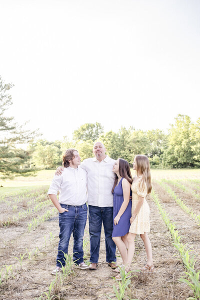 Father and kids portrait in Ohio field