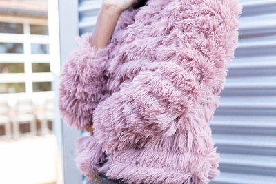 Pink Chenille Jacket on Model