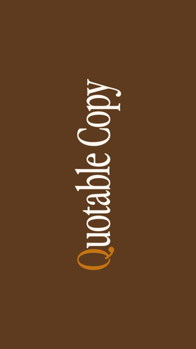 Quotable Copy simplified logo on brown background