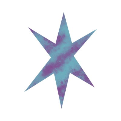 A hand painted blue and purple star.