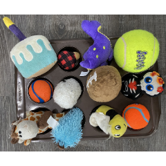 Winter indoor activity - step 3 - top treats with toys
