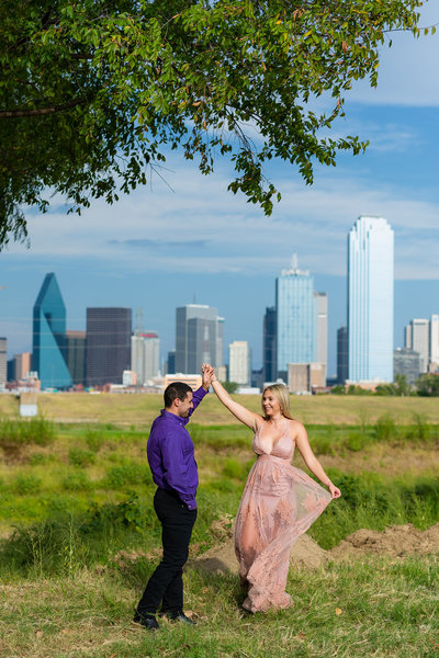 gorgeous bride and groom portrait on rooftop during sunset with wedding photographer in Dallas stefani Ciotti photography