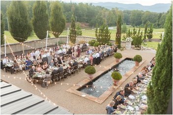 wide photo of Hotel Domestique courtyard wedding reception