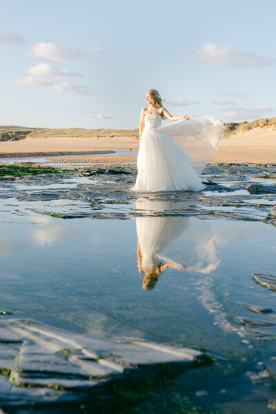 Beach Wedding in Cornwall romantic Bride