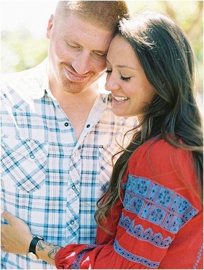 Light and Airy Engagement Photos in Red and Blue Outfits by Destination Wedding Photographer © Bonnie Sen Photography