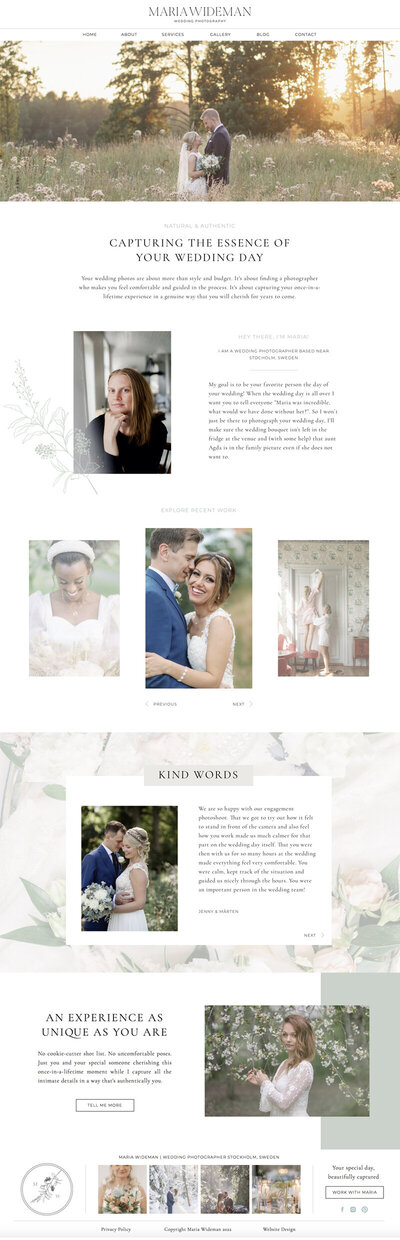 homepage redesign for wedding photographer