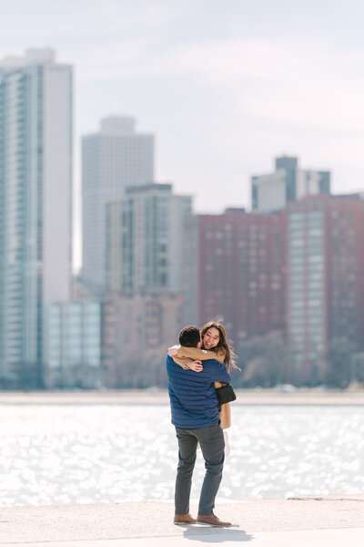 Surprise proposal at North Avenue Beach in Chicago, Illinois by Ashlee Cole