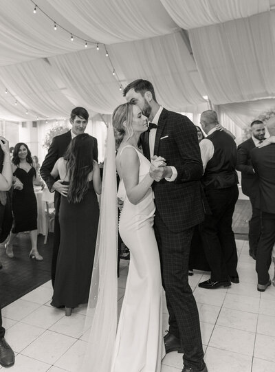bride and groom on the dance floor at chapiteau le cardinal | montreal wedding photographer