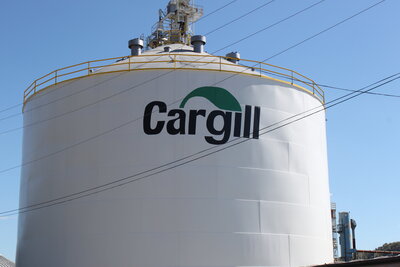 White water tower with cargill logo
