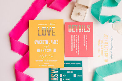 Colorful Retro Wedding Invitation Template to Customize