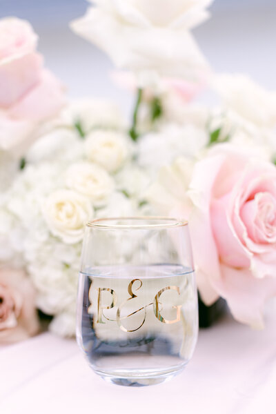 wine glass with engraved initials