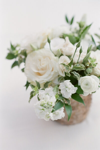 Close up of white flower bouquet