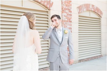wedding first look at the Old Cigar Warehouse