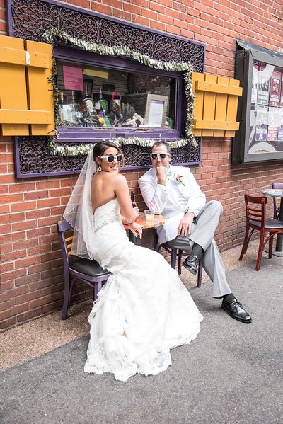 Couple stops for drinks at a bar near Printers Alley in Nashville
