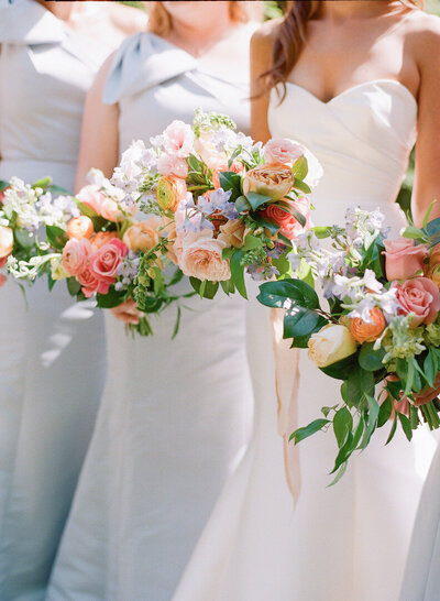 Bride and Bridesmaids Holding Bouquets in Highlands NC photo