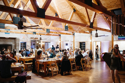 Picture of wedding reception inside one of the camp buildings