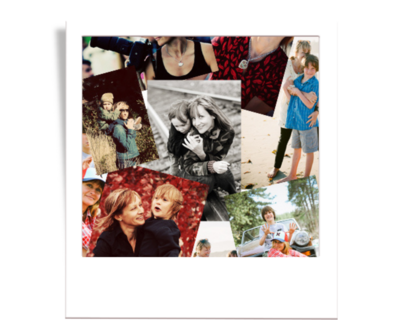 Annie tableau with her son Luca through the years. Collage