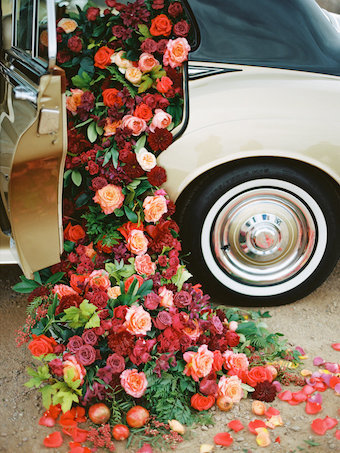 Flowers in car
