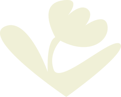 Transparent background with a rounded folk art style branch in light green with a flower.