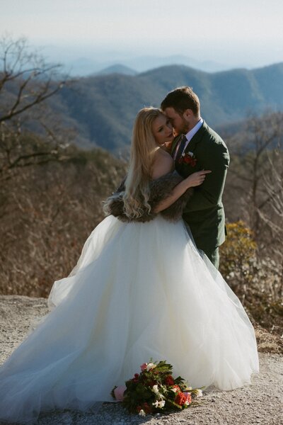 A wild young couple eloping in the south carolina mountains.