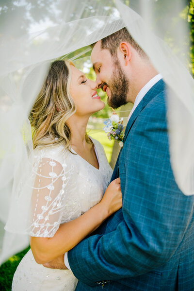 bride and groom kissing during outdoor jackson hole bridals