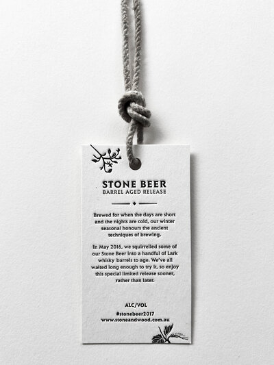 stone and wood brewing byron bay stone beer letterpress  swing tag
