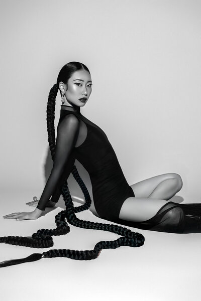 Editorial‑inspired portrait photographed in our Tacoma studio, created for clients who want to look and feel like a model in striking, magazine‑worthy images.