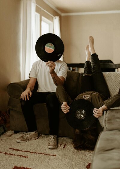 Person relaxing with a vinyl record as a metaphor for sensory-based trauma recovery