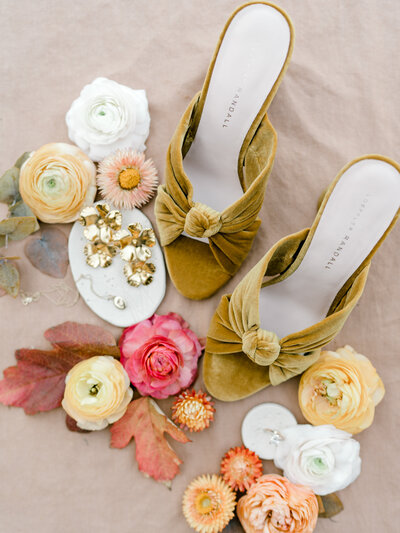 velvet mustard wedding shoes