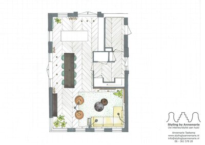 Lijntekening voor woning in Boarnburgum door Styling by Annemarie