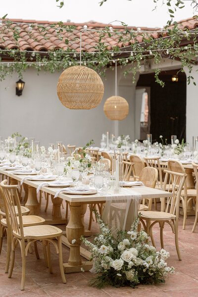 Beautiful coral and white elegant outdoor wedding reception