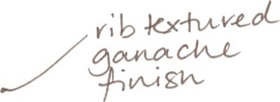 Text reading - Rib textured ganache finish