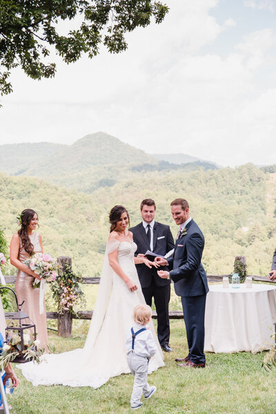 Castle Ladyhawke Mountain wedding ceremony, bride and groom