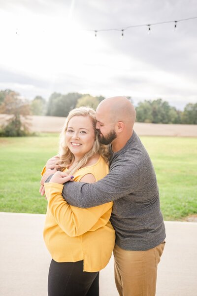 Ohio engagement photo of couple hugging