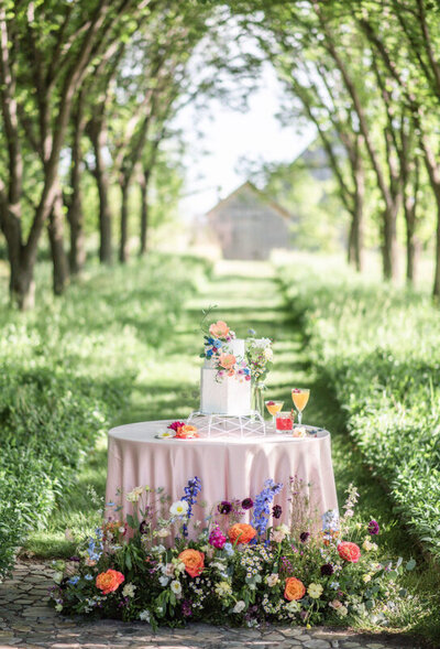 Colourful wildflower wedding at the Coutts Centre, cake created by Bake My Day, contemporary cakes & desserts in Calgary, Alberta, featured on the Brontë Bride Blog.
