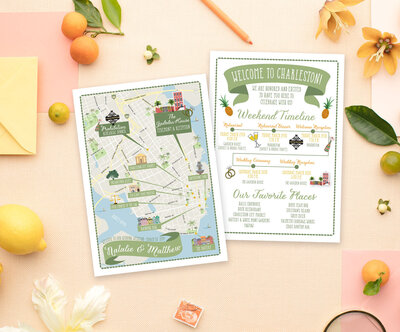 Custom Illustrated Maps for Wedding Save the Dates, Invitations, and Day of Stationery