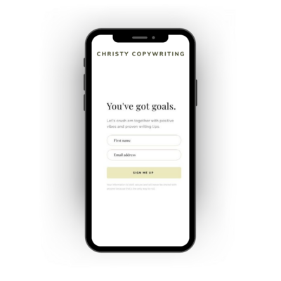 Iphone with website copy goals by christy copywriting based in San Luis Obispo
