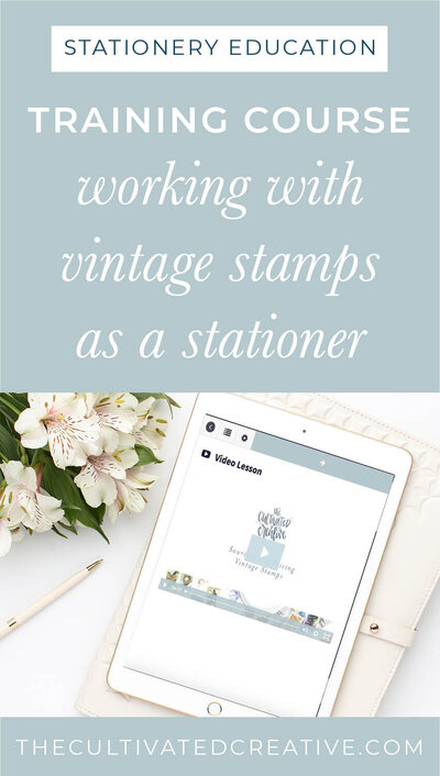 This course is perfect for the stationery designer who wants to start offering vintage stamps to their wedding invitation clients but doesn't know how to get started or how to add it to your list of services. Created by Heather O'Brien Designs #weddingvendor #weddingstationer #weddingstationery #weddinginvitations #luxuryweddinginvitations #vintagestamps #stampsforwedding