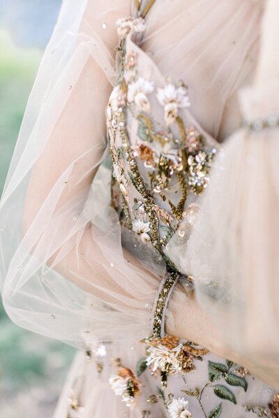 close up detail of marchesa gown