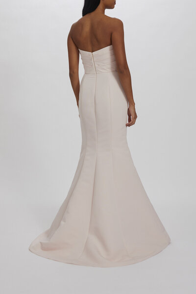 Amsale + Bridesmaids + FRANCINE + GB239A + Faille + Strapless + Draped Bodice + Fit-to-Flare Gown + Back