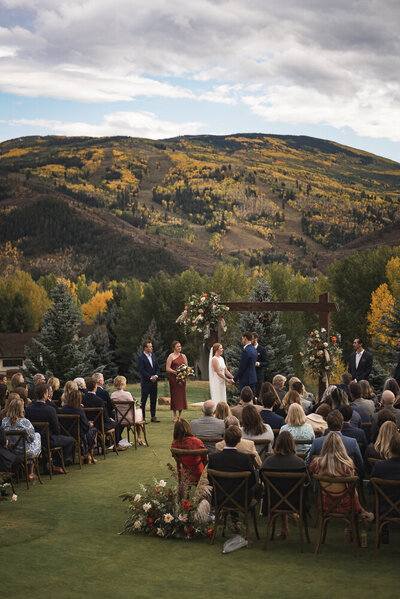 Wedding Photographer, an outdoor ceremony in the mountains with family and friends
