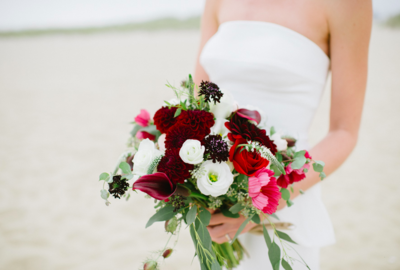 Cape Beach Bride Red and Maroon Bridal Bouquet