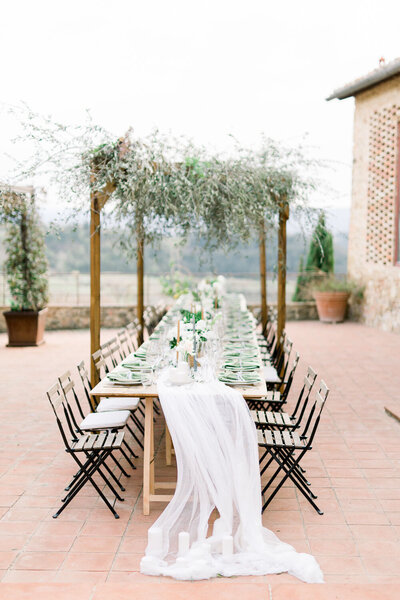 Tuscany wedding table reception at borgo petrognano